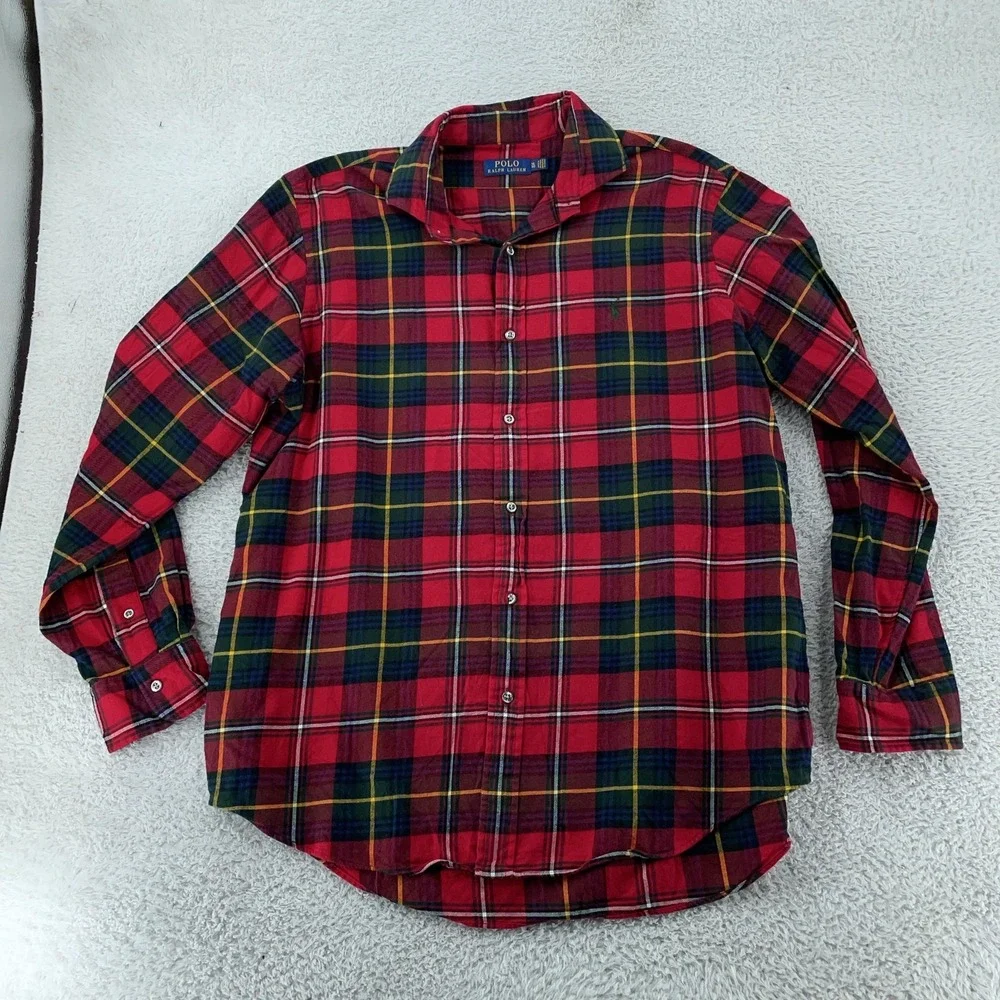 Polo Ralph Lauren Shirt Mens XL Red Plaid Tartan Button Down Long Sleeve Pony‎